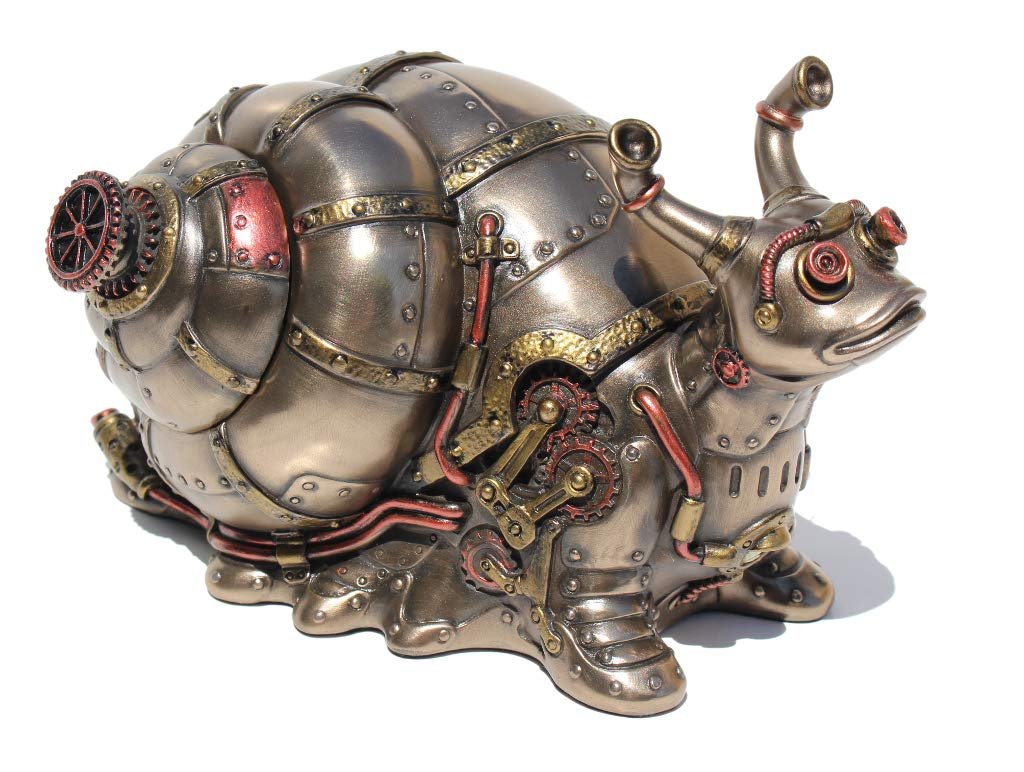 Veronese Design 4.5" Tall Steampunk Giant Land Snail Hidden Trinket Box Cold Cast Resin Antique Bronze Finish