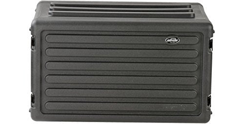 SKB Cases 1SKB-R6S Roto-Molded 6U Shallow Rack, Rubber Gasket Waterproof Seals, Interlocking Stacking Ribs, Recessed Latches, Heavy-Duty Flush Carry Handles, Shock Absorbing Rubber Feet
