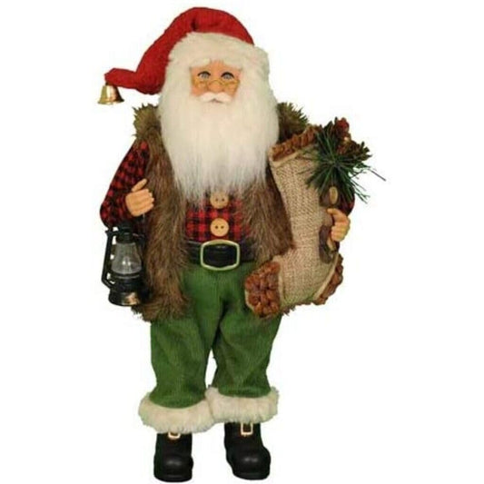 Karen Didion Originals Woodland Stocking Santa Figurine, 13 Inches - Handmade Christmas Holiday Home Decorations and Collectibles