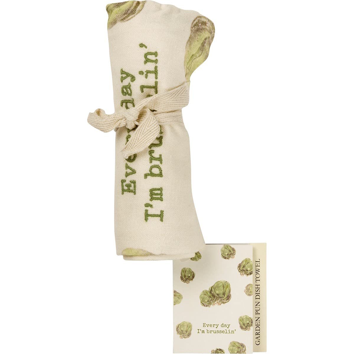 Primitives by Kathy Garden Pun Kitchen Dish Towel - 108964 Every Day I'm Brusselin', 18x28-inch