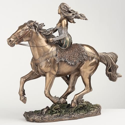 VERONESE DESIGN 9 1/4 Inch Rhiannon Epona Celtic Goddess on Horse Cold Cast Resin Bronze Finish Statue