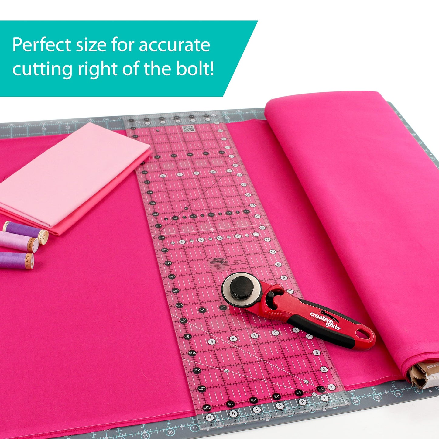 Creative Grids Quilt Ruler 3-1/2in x 24-1/2in Rectangle – CGR324 – Made in USA, Non-Slip Grip Acrylic Quilting, Sewing, Crafting, Patchwork Ruler for Measuring & Cutting Fabric