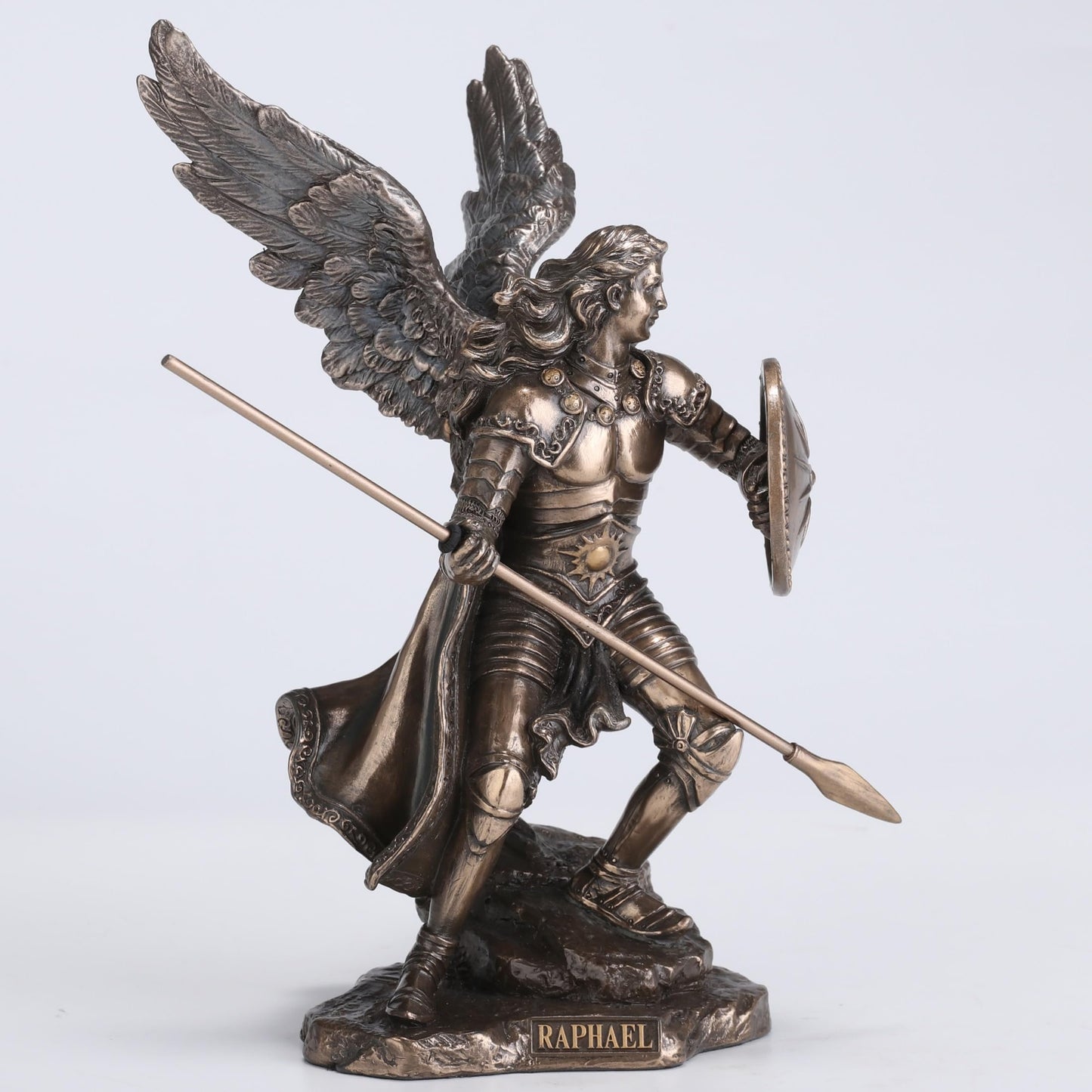 Unicorn Studio 9 1/2 Inch Archangel Raphael Cold Cast Resin Antique Bronze Finish Statue