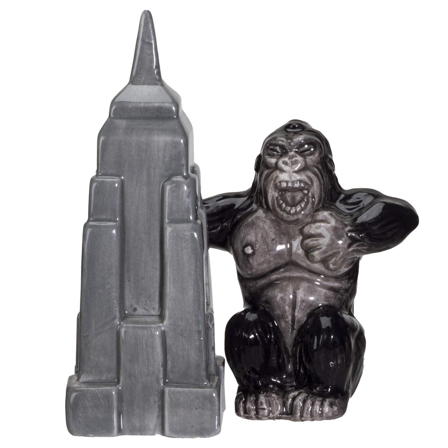 Pacific Giftware NY Empire State Building with Giant King Kong Monster Ceramic Salt and Pepper Shakers Set