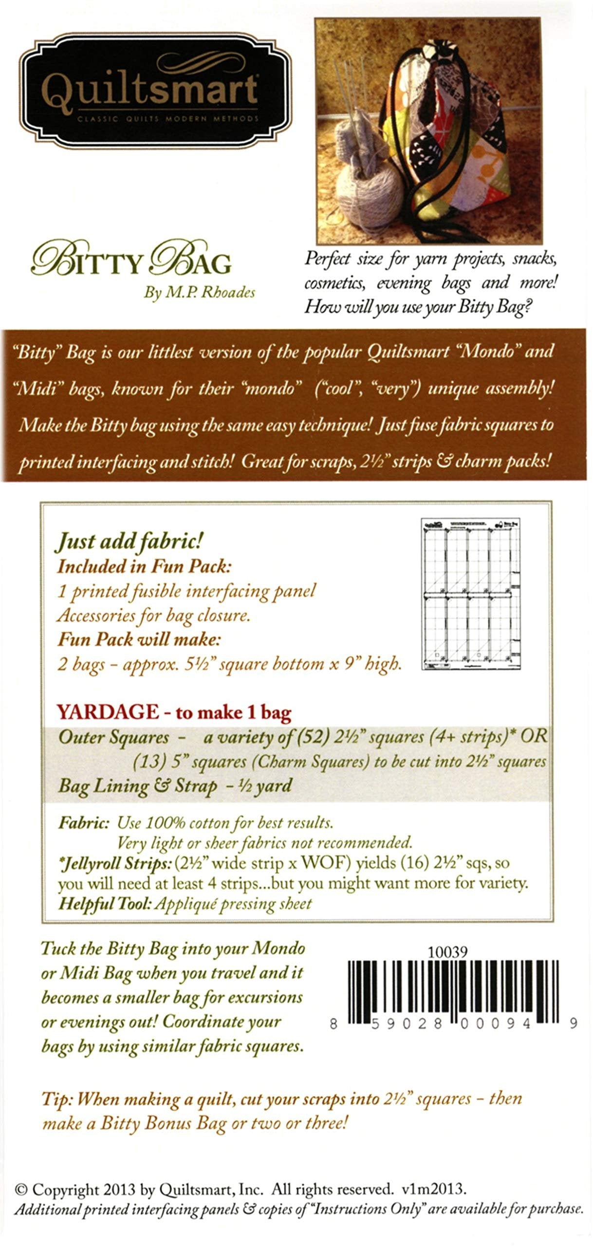 Quiltsmart Bitty Bag Pattern, 멀티