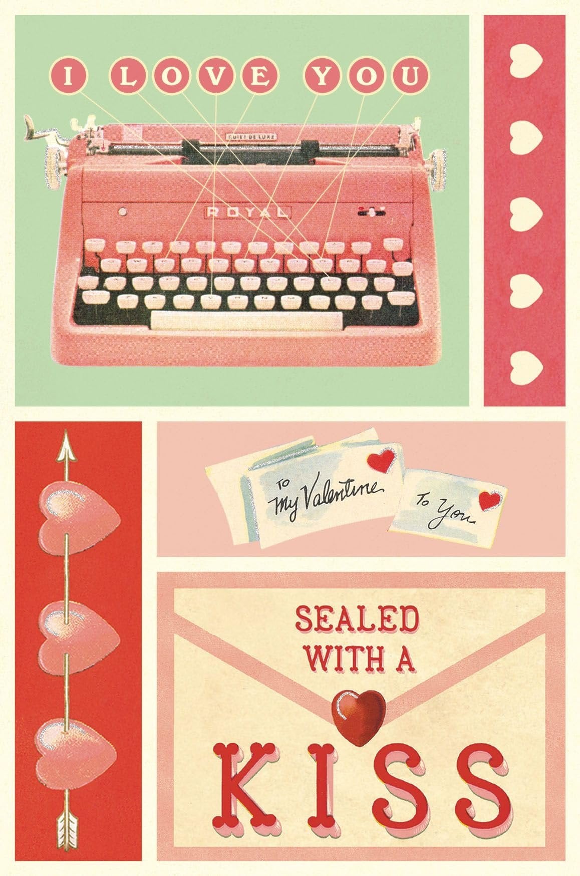 Cavallini Papers & Co Cavallini Valentines Glitter Vintage Postcards