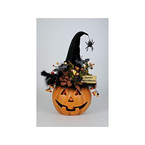 Karen Didion Lighted Fiber Optic Pumpkin Decor, 22 Inches, HA016
