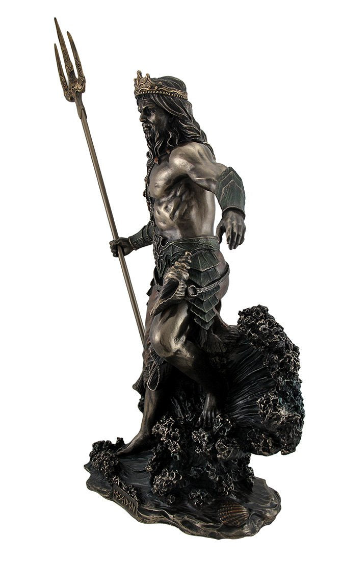 Veronese Design Poseidon Greek God of The Sea Commanding Waves Statue 20 Inch