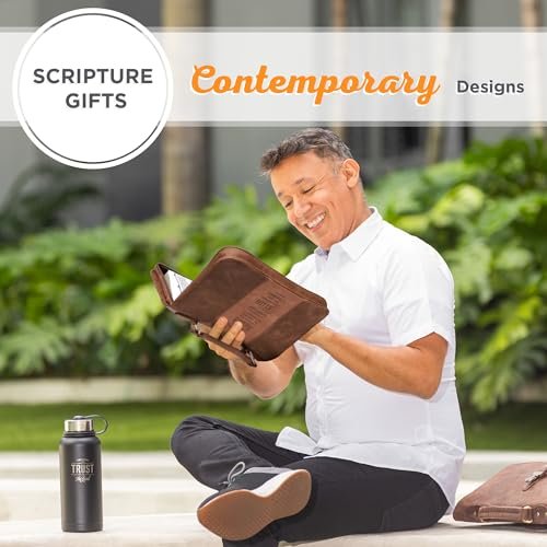 Christian Art Gifts Men's Classic Bible Cover Trust in The Lord Proverbs 3:5, Brown Faux Leather