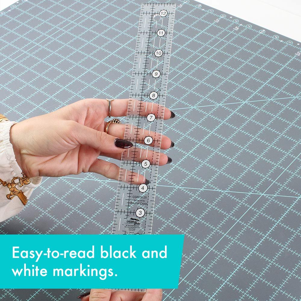 Creative Grids Quilt Ruler 1-1/2in x 12-1/2in Rectangle – CGR15125 – Made in USA, Non-Slip Grip Acrylic Quilting, Sewing, Crafting, Patchwork Ruler for Measuring & Cutting Fabric
