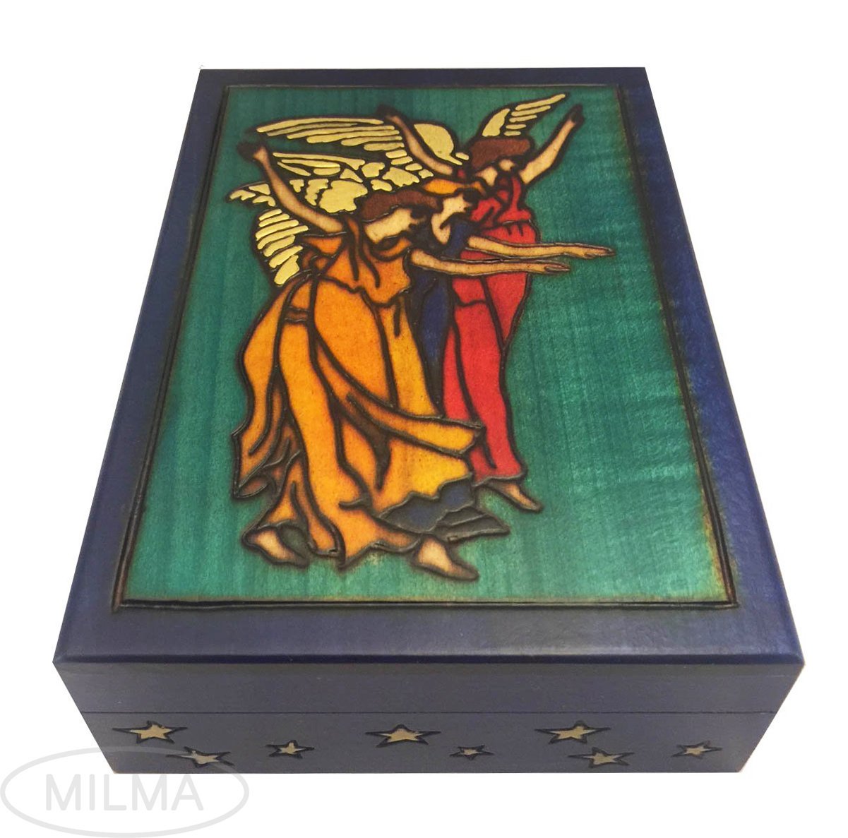 Enchanted WORL OF BOXES Saphirots Angels Jewelry Box Polish Handmade Keepsake Tarot Card Holder