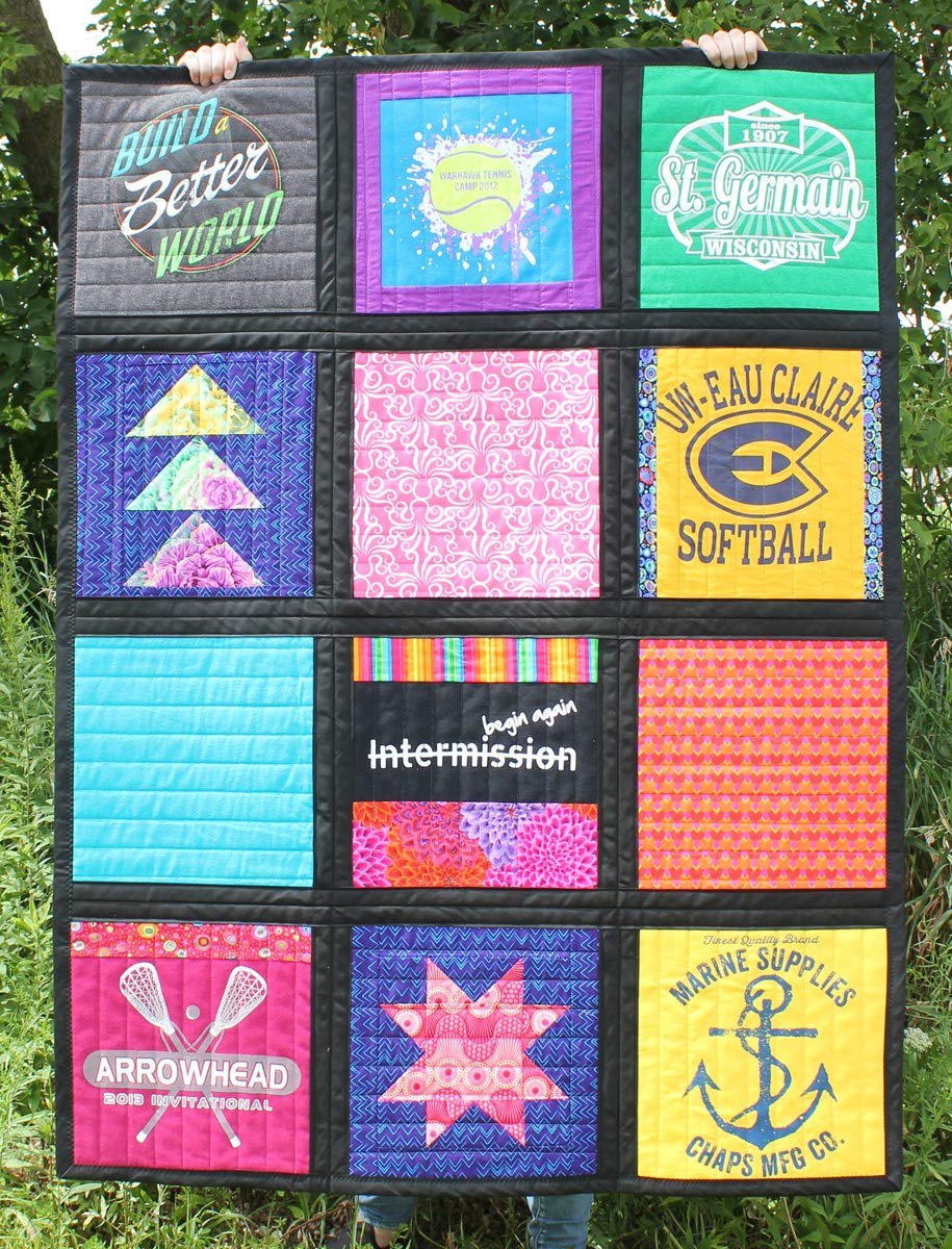 Reversible T-Shirts Quilt Kit - Black Sashing