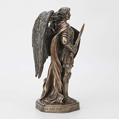 Veronese Design 11 Inch Archangel Saint Michael Sword and Shield with Base Cold Cast Resin Bronze Finish Statue Home Decor