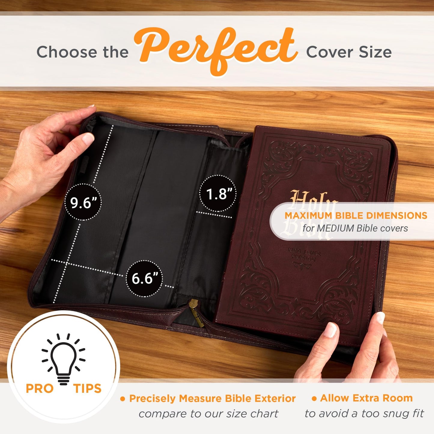 Christian Art Gifts Classic Vegan Leather Bible Cover for Men: I Know The Plans - Inspirational Bible Verse, Sturdy Easy Carry Book Case w/Pen Loops, Brown