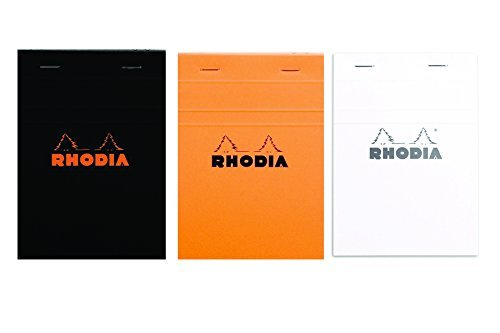 Rhodia Classic Staple Bound Graph Paper Pad - Orange, Black and White Pack of 3 (N° 16)