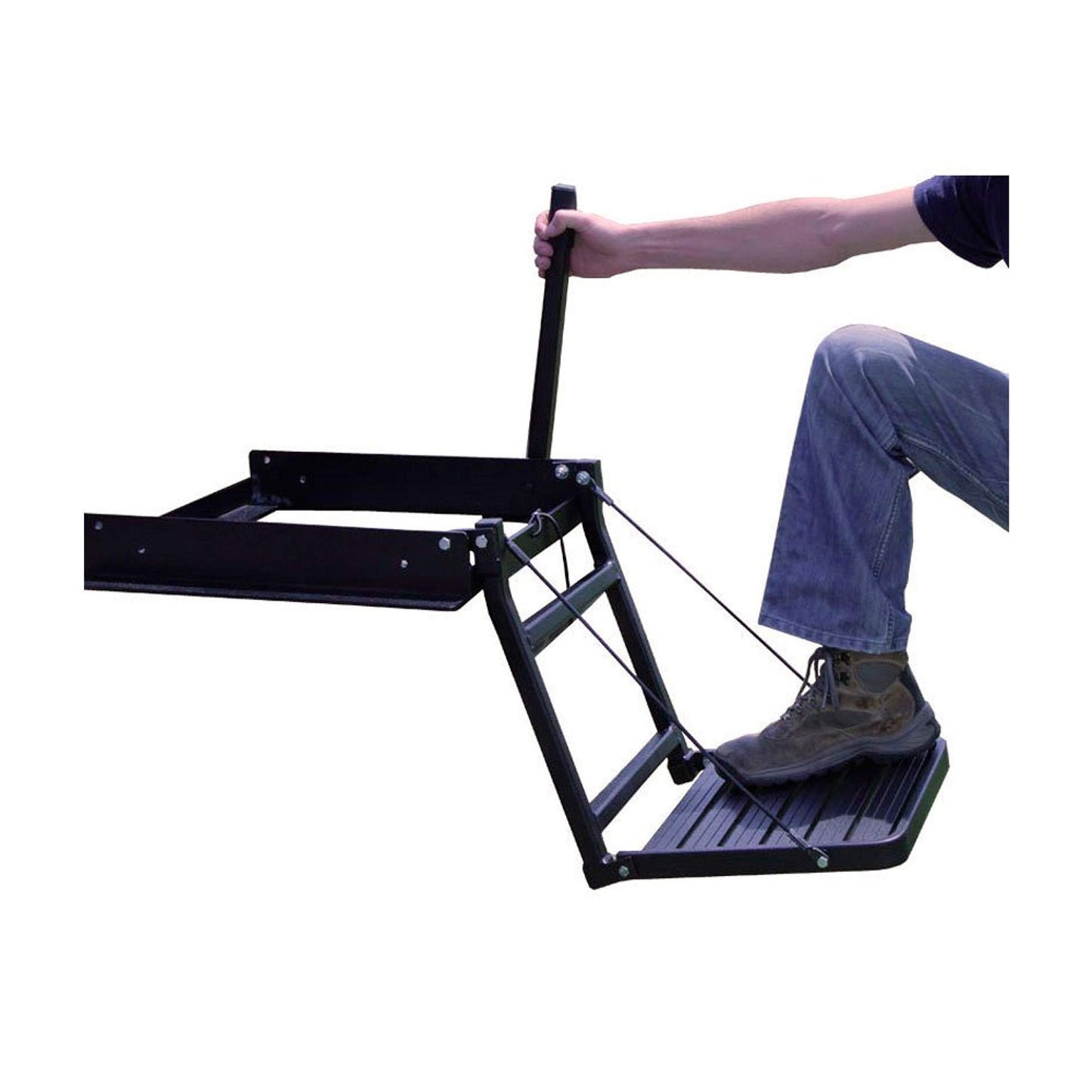 Great Day Truck N' Buddy Folding Tailgate Step/Seat Platform for Work Flatbed Trucks and Equipment Trailers - 300 lbs Weight Capacity - Black Powder-Coated Finish, TNB2000B