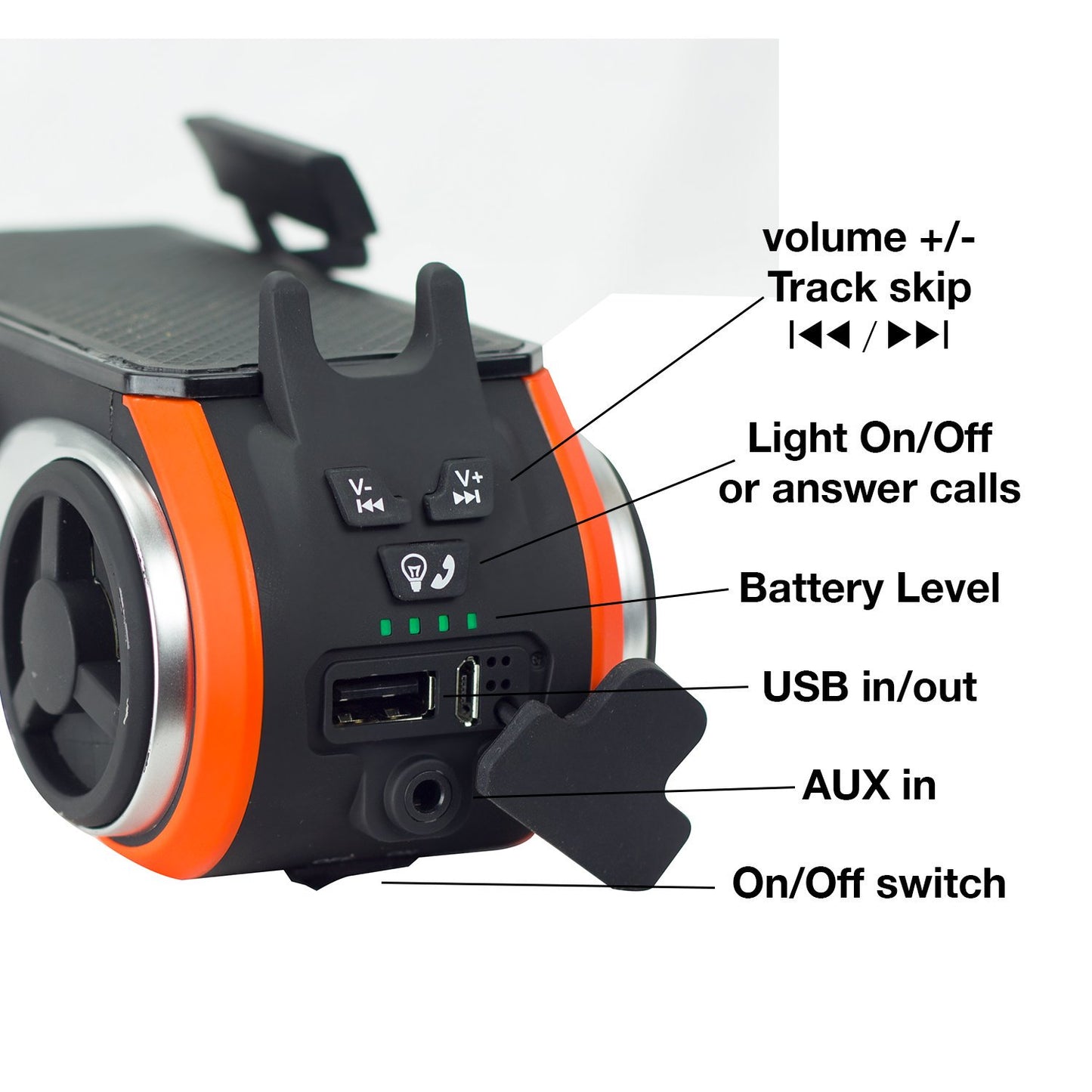 SONDPEX E-Bike & Bicycle Phone Holder with Bluetooth Speaker and LED Spotlight, Waterproof, Shock Resistant