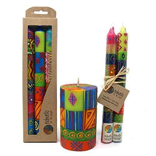 Global Crafts Hand-Painted Unscented Candles in African Designs