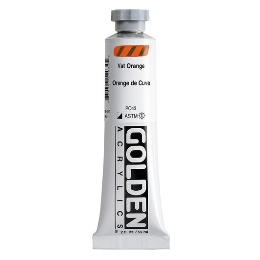 Heavy Body Acrylics by GOLDEN, Vat Orange, 2 fl. oz. Tube, Professional Acrylic Paint, Semi-Opaque