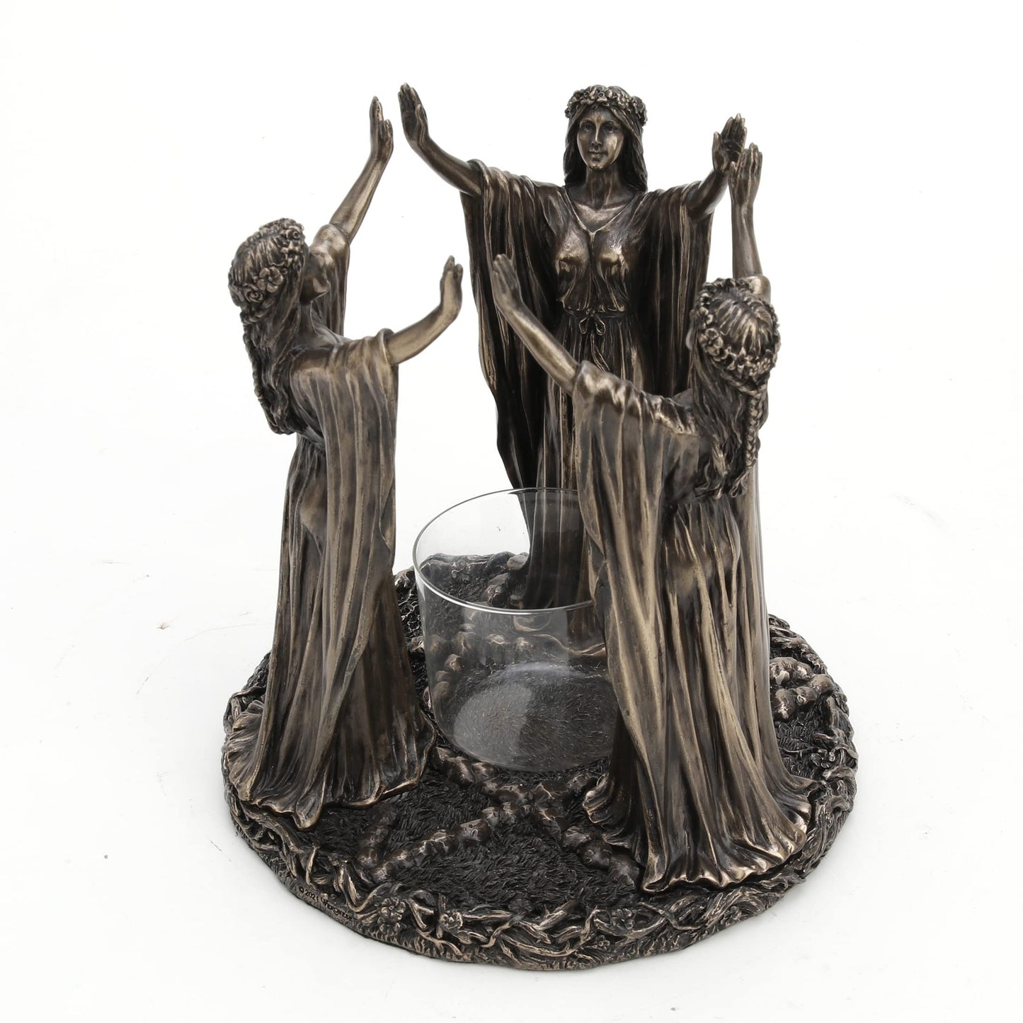 Veronese Design Wicca Triple Goddess Festive Ritual Cold Cast Resin Antique Bronze Finish Candle Holder