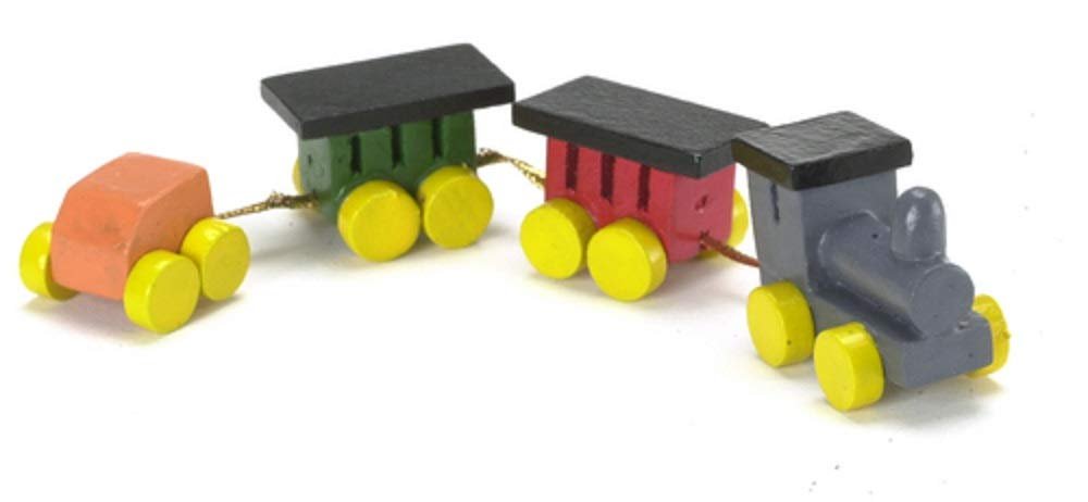 Dollhouse Miniature Train Set, Painted Wood, 4 pc #IM65229