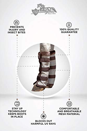 Kensington Natural Horse Fly Boots - Fleece Trimmed - Stay-Up Technology - Protection from Insect Bites and UV Rays - Sold in Pairs (2 Boots) - Medium - Tan