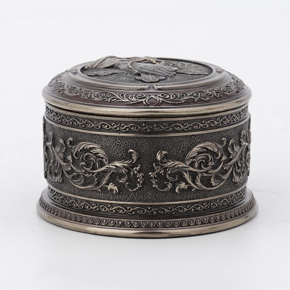 Veronese Design 2 1/2 Inch Tall Praying Hand Oval Shape Trinket Box Cold Cast Bronzed Resin Sculpture Religious Decor Figurine