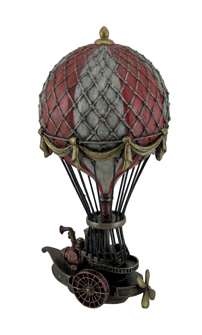 Veronese Design Hand Painted Steampunk Hot Air Balloon Fantasy Statue