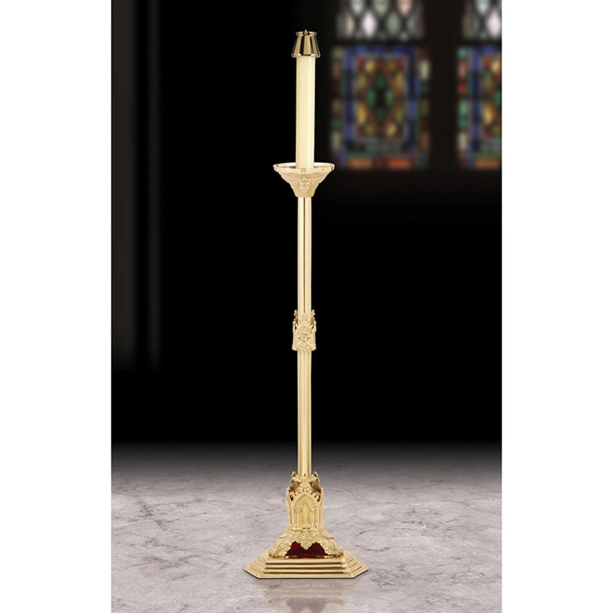 Christian Brands Sudbury Brass Paschal Series Altar Candlestick Holder, 44 Inch