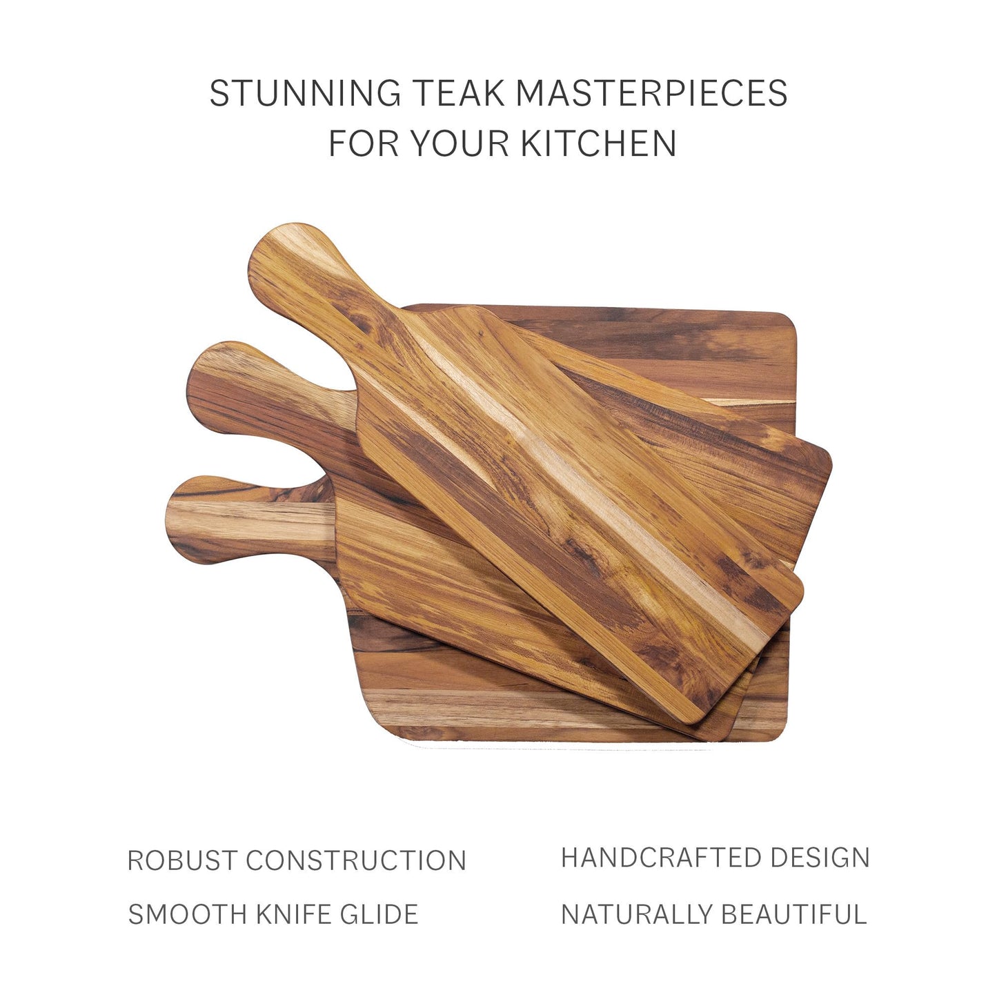 Teakhaus Marine Paddle Board with Handle - Medium Wood Cutting Board for Serving Appetizers, Cheese and Bread - Perfect Charcuterie and Tapas Board - Knife Friendly - FSC Certified
