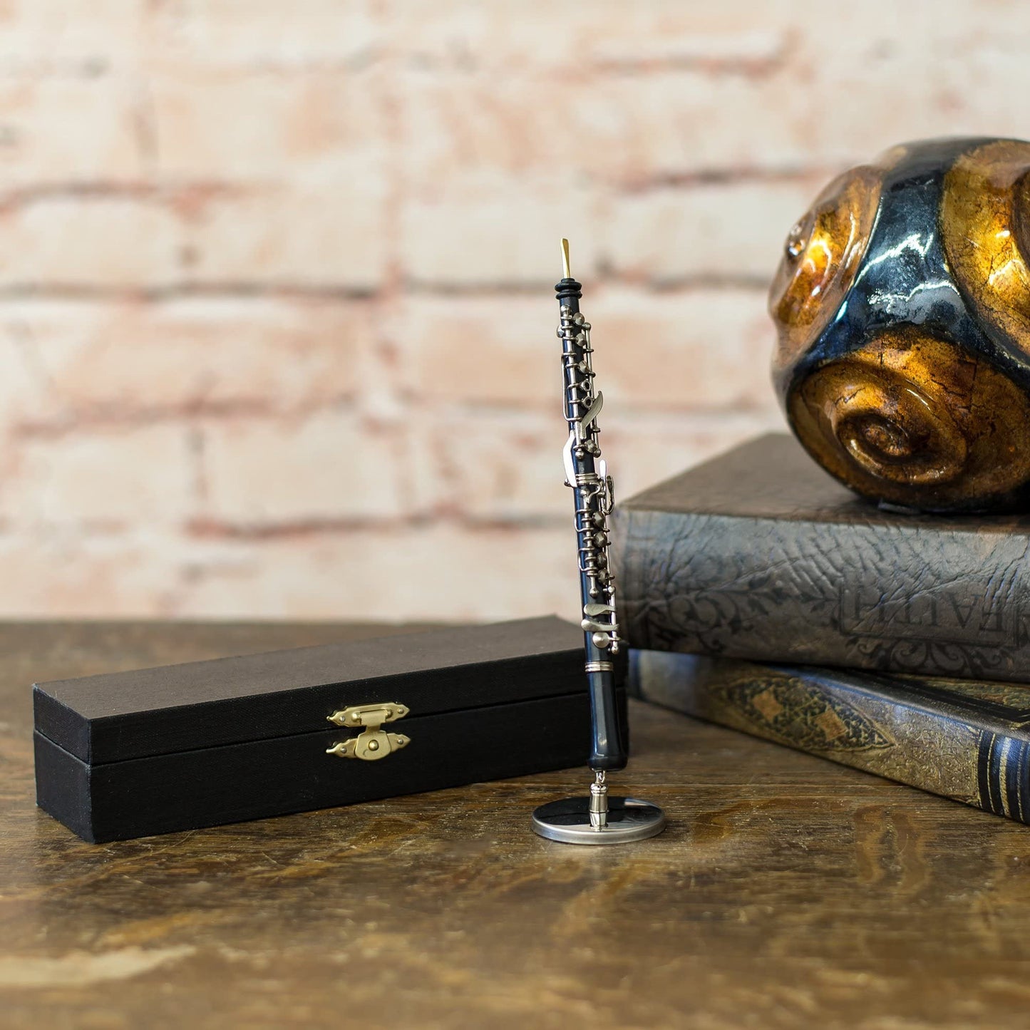 Broadway Gift Co. Oboe Miniature Replica Black and Gold Tone 1 x 6.25 Resin Tabletop Figurine