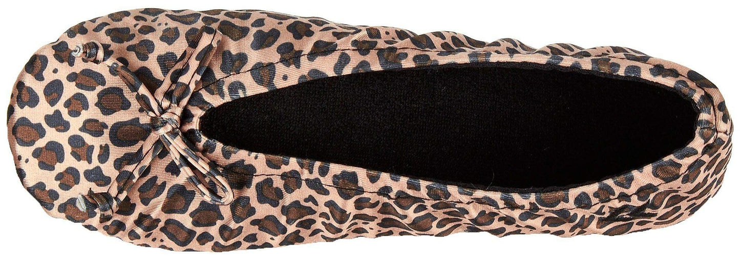 Isotoner Women's Satin Ballerina Slippers with Classic Ribbon Bow and Suede Sole