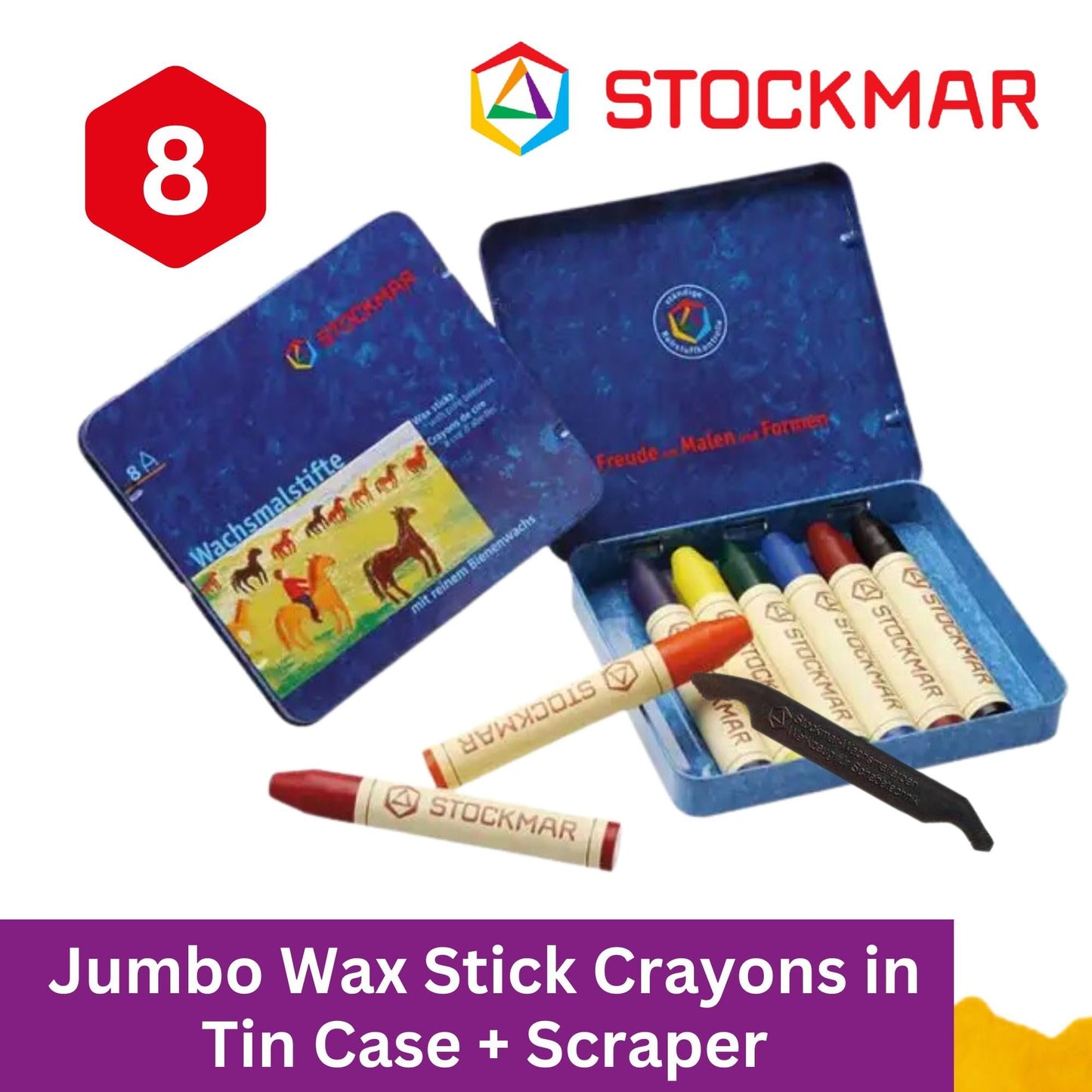 Stockmar Wax Stick Crayons - 8 Colors