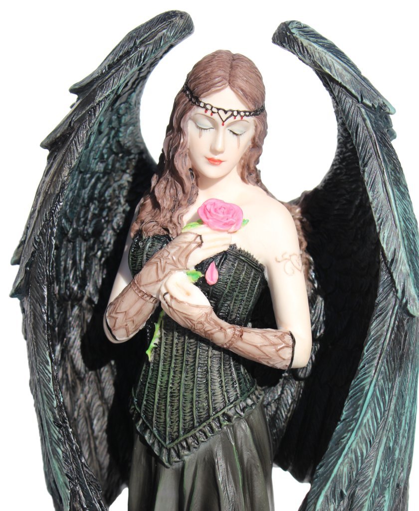 Nemesis Now Ltd Anne Stokes ANGEL ROSE Statue, Fantasy Art Figure 8 1/2-in Pink, Blue, Green, Black, Beige, Brown