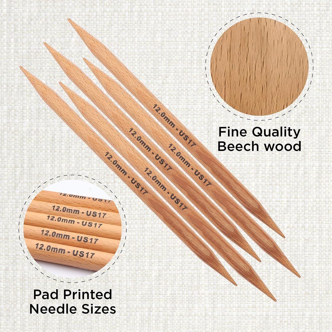 KnitPro Basix Beech Double Pointed Needles 8" (20cm)