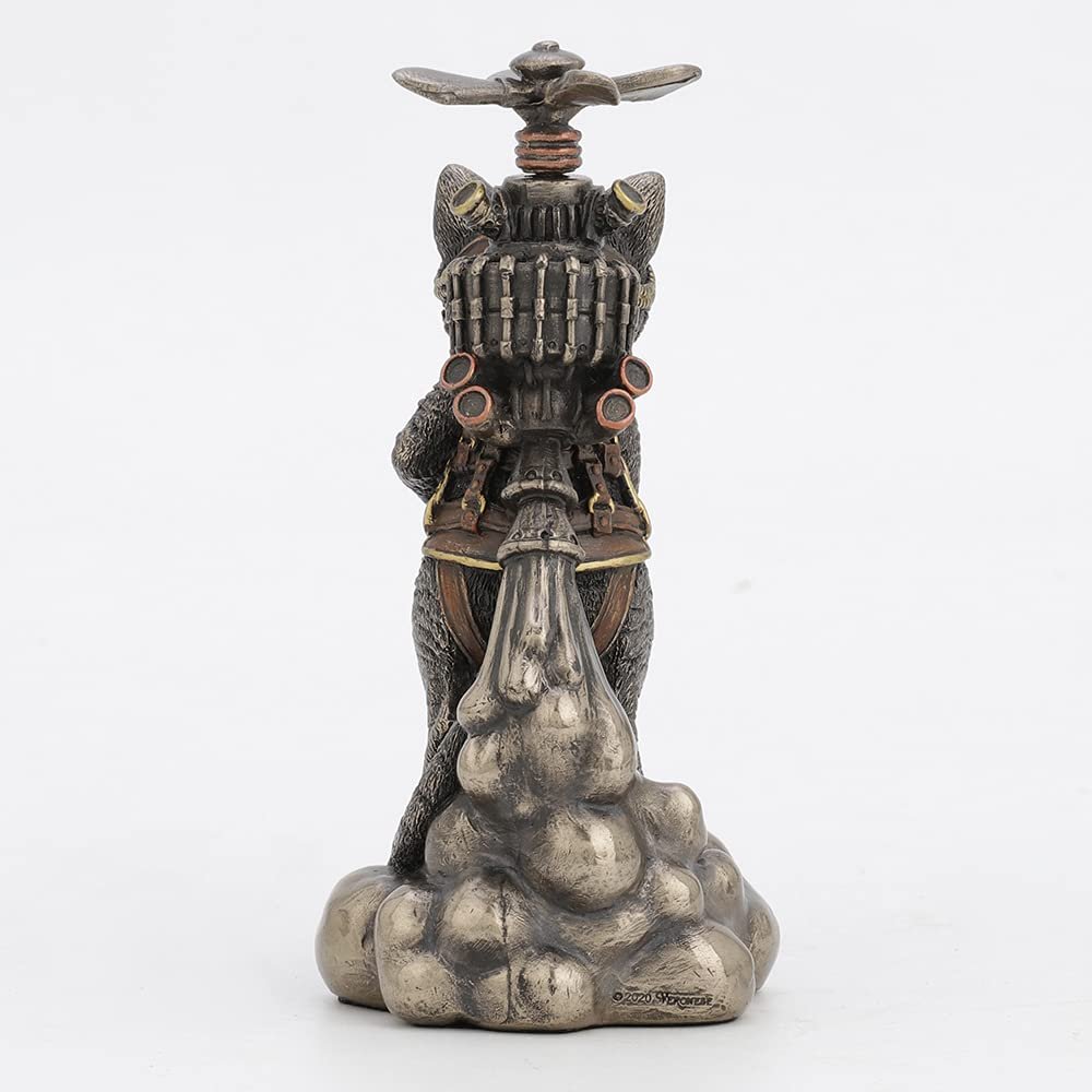 Veronese Design 5 1/2 Inch Tall Steampunk Cat Propeller Animal Collecitble Figurine Cold Cast Bronzed Resin Statue