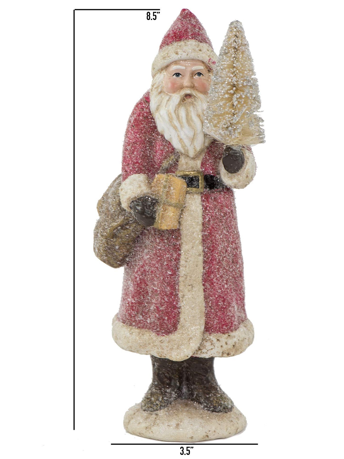RAZ Imports Glittered Resin Santa Figure (Red)