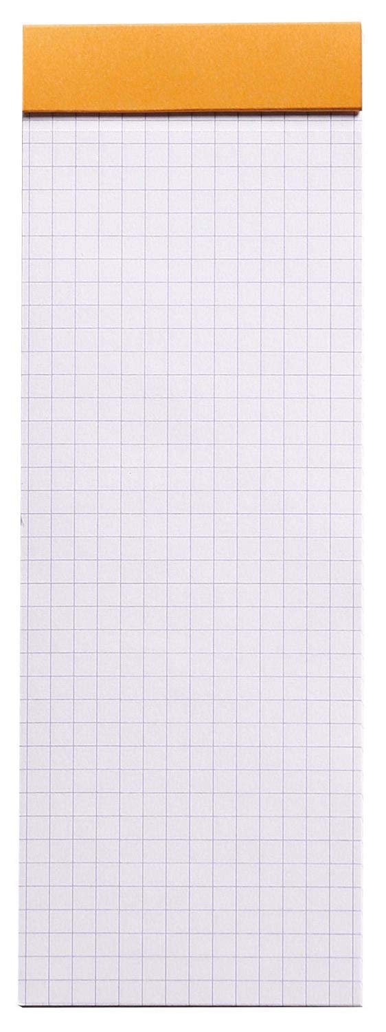 Rhodia Staplebound Notepad - Graph 80 sheets - 3 x 8 1/4 - Orange cover, Pack of 5