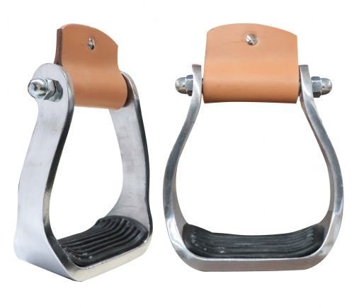 Showman Pony Youth Polished Aluminum Stirrup with Rubber Tread