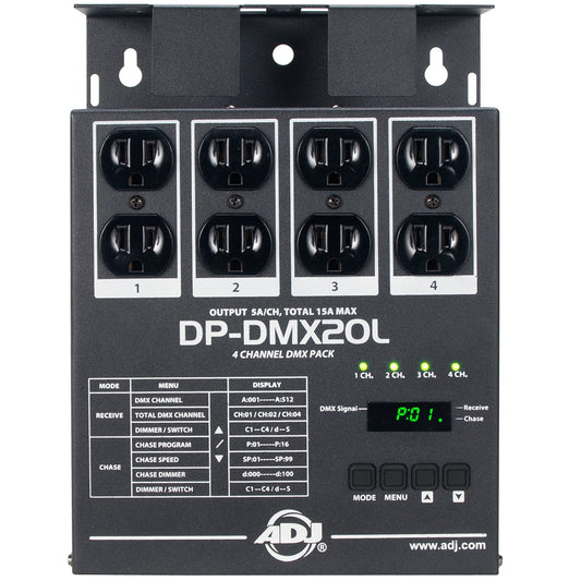 ADJ Products DMX20L 4-Channel Universal DMX Dimmer/Switch Pack, Compact and Portable DP