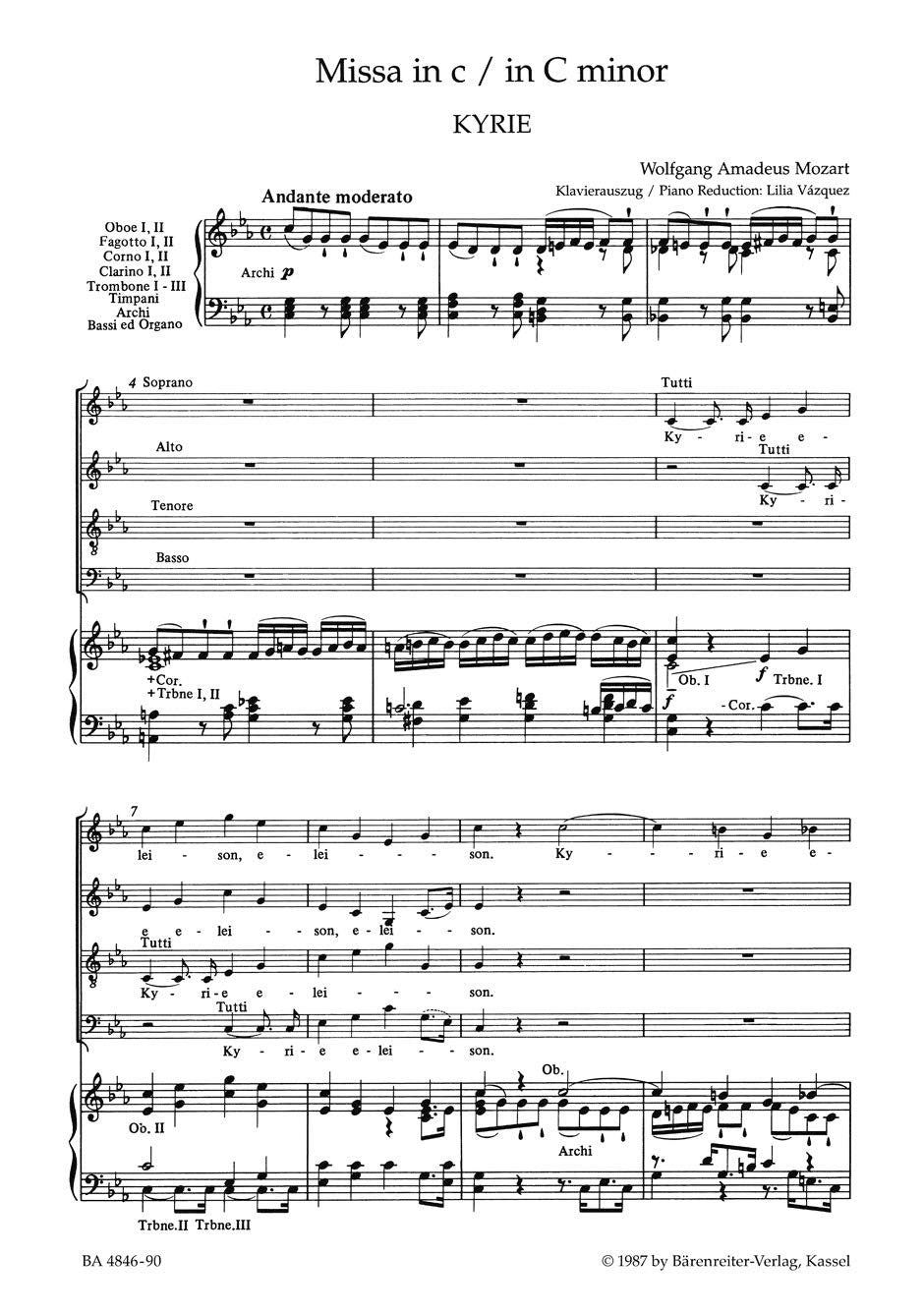 WOLFGANG AMADEUS MOZART : MASS IN C MINOR K.427 / K.417A - MESSE EN DO MINEUR - PIANO CHANT -