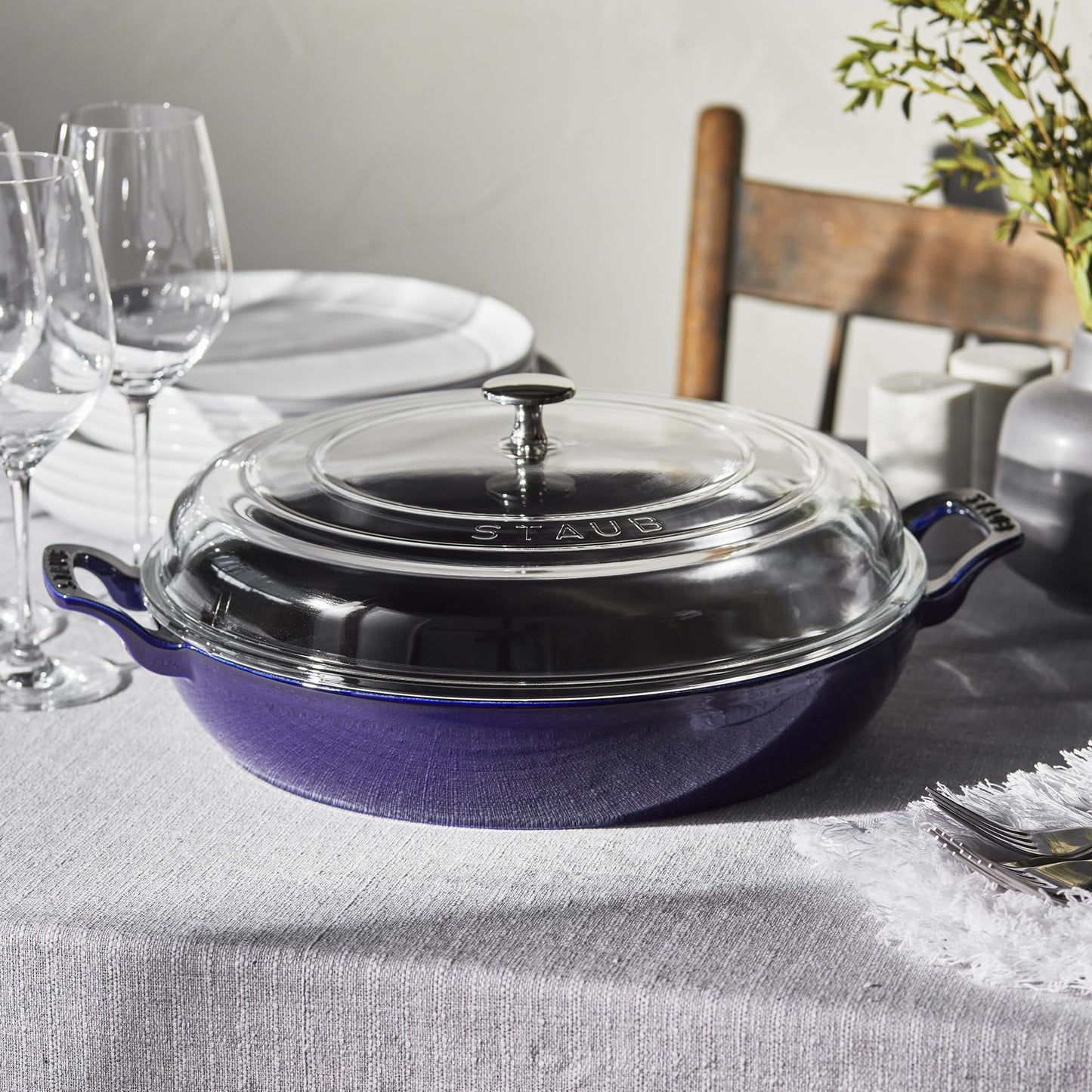 STAUB Cast Iron 3.5-qt Braiser with Glass Lid