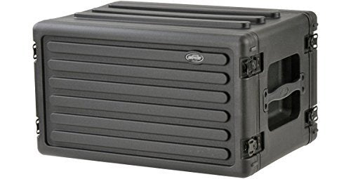 SKB Cases 1SKB-R6S Roto-Molded 6U Shallow Rack, Rubber Gasket Waterproof Seals, Interlocking Stacking Ribs, Recessed Latches, Heavy-Duty Flush Carry Handles, Shock Absorbing Rubber Feet
