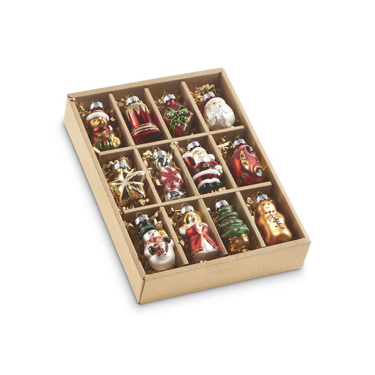 RAZ Imports Vintage Traditional Christmas Ornaments, 2-inch Height, Glass, Set of 12, Christmas, Home Decor
