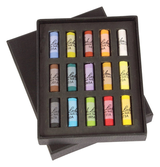 Jack Richeson 4280150 Assorted Round Half Stick Pastels (Set of 15)