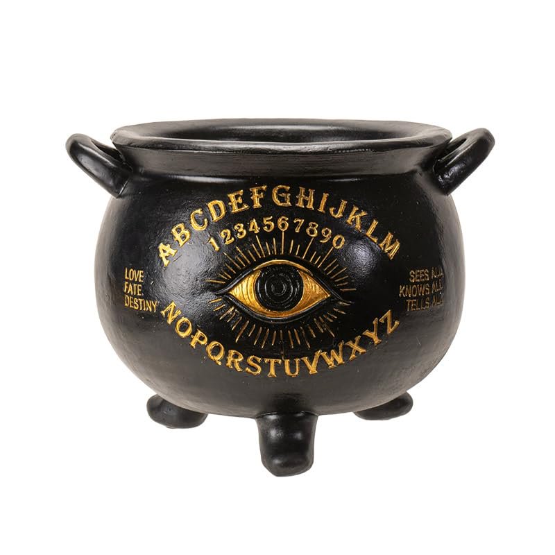 Pacific Giftware Large Cauldron Pot- Cast Resin Large Cauldron Pot, 3rd Eye Decorative Cauldron Pot, Wicca Pot