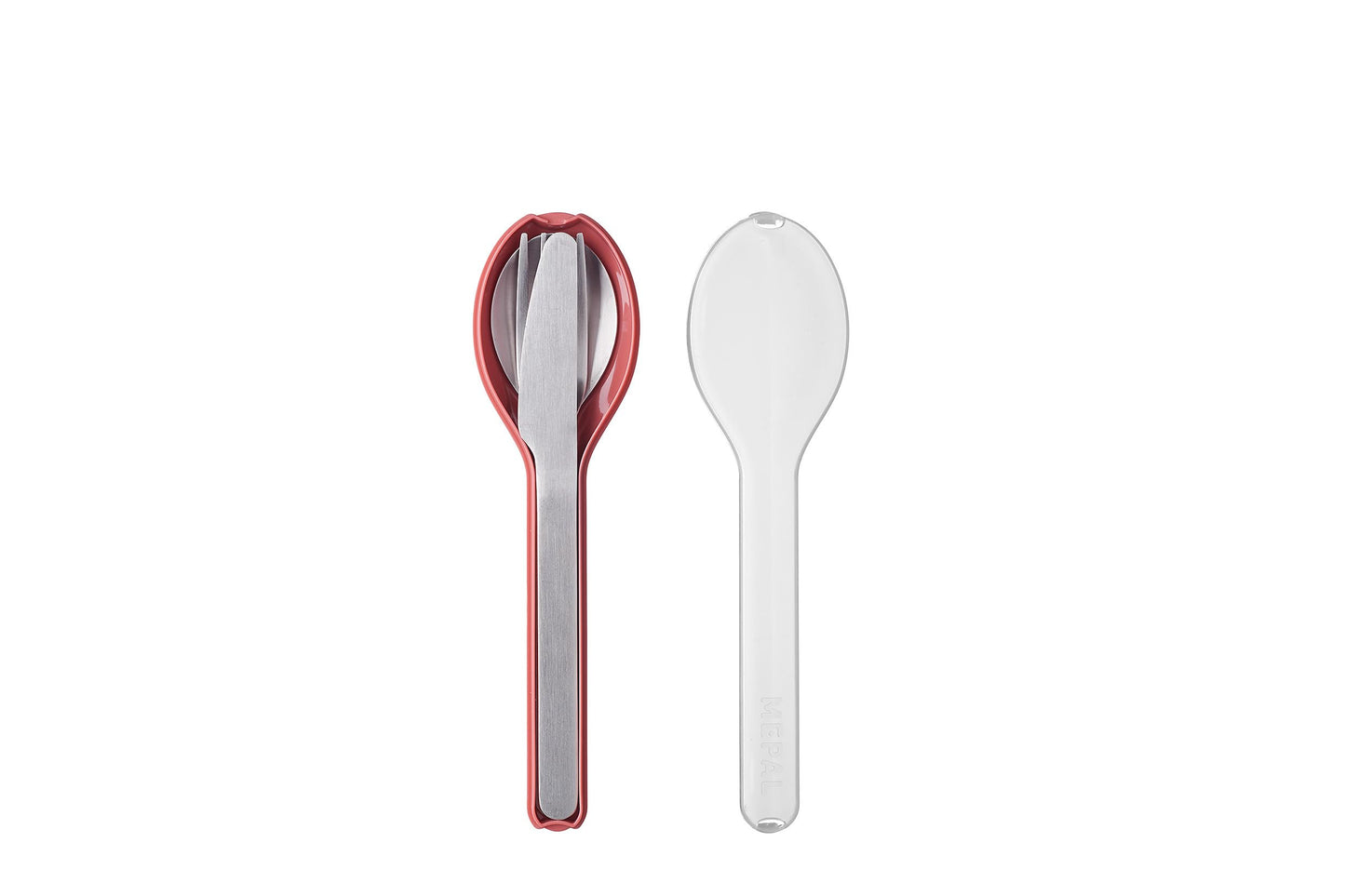 Mepal – Cutlery 3-Piece Set Ellipse – Cutlery Set On The Go - Consists of A Knife, Fork & Spoon - Cutlery Set with Travel Case – Stainless Steel - Vivid Mauve