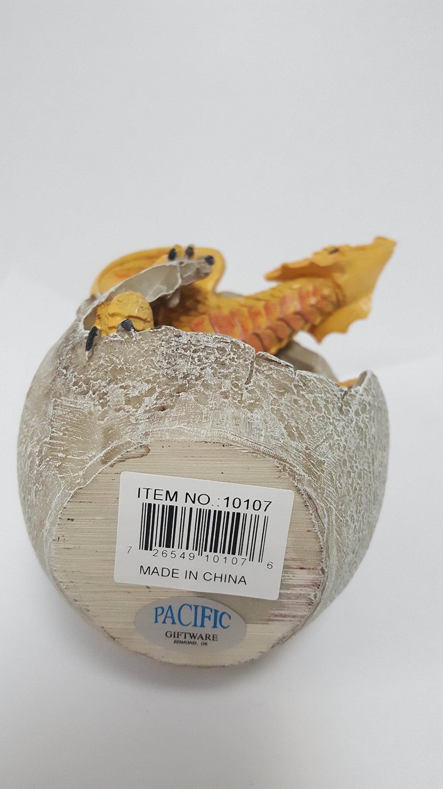 PTC 4.75 Inch Yellow Dragon Hatchling in Egg Casing Statue Figurine