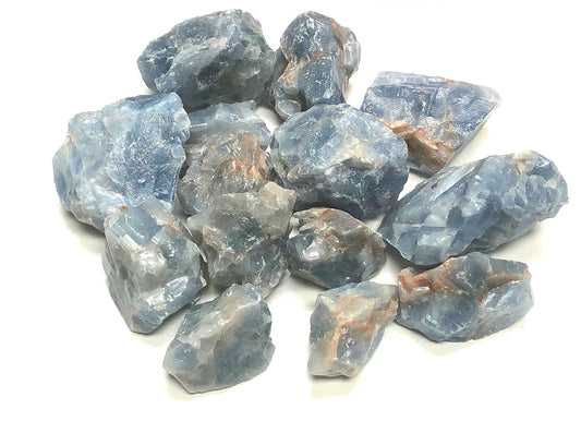 Zentron Crystal Collection Rough Blue Calcite Stones - Large 1" Pieces in Velvet Bag