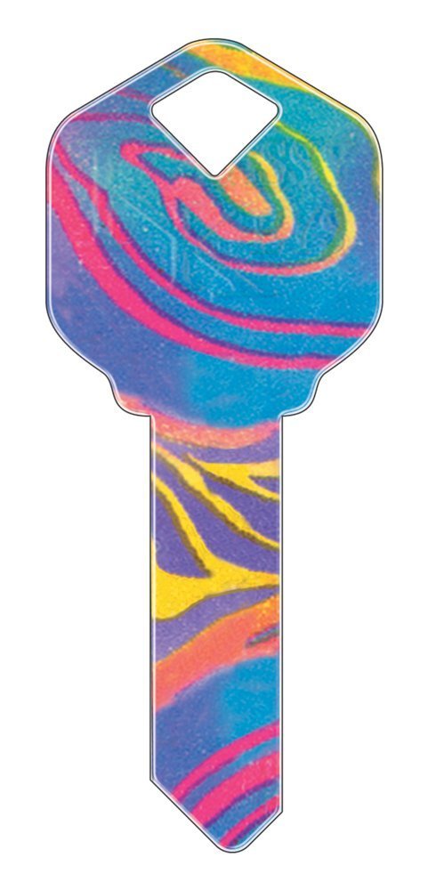 Set of 5 Uncut Blank Designer HK7 Rainbow Swirl Replacement House Keys for KW1 Kwikset Style Locks